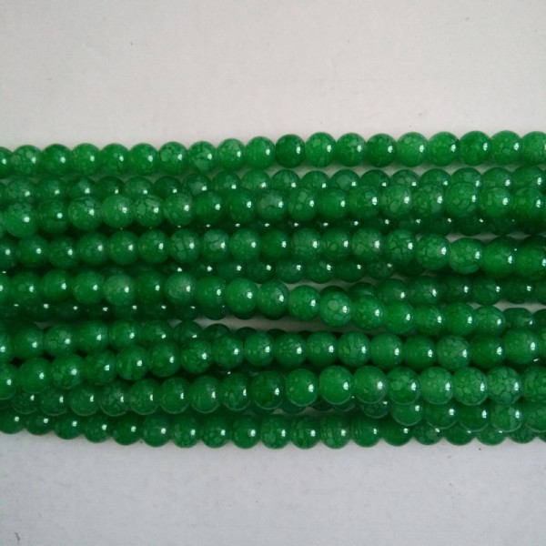 Texture Glass Bead 8 mm Green