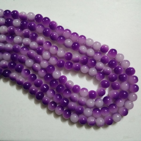 Dual Shade Glass Bead 8 mm Violet & White