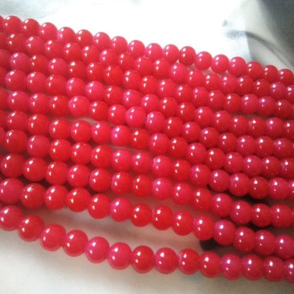 Glass Beads 8 mm Reddish Pink
