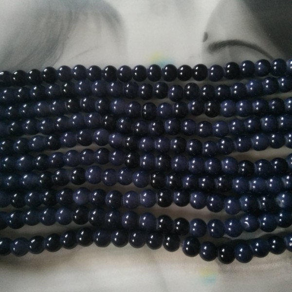 Glass Beads 8 mm Dark Navy Blue