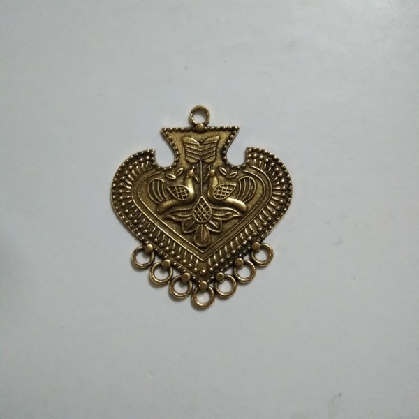 Antique Dual Peacock Pendant with 7 Holes Hangings