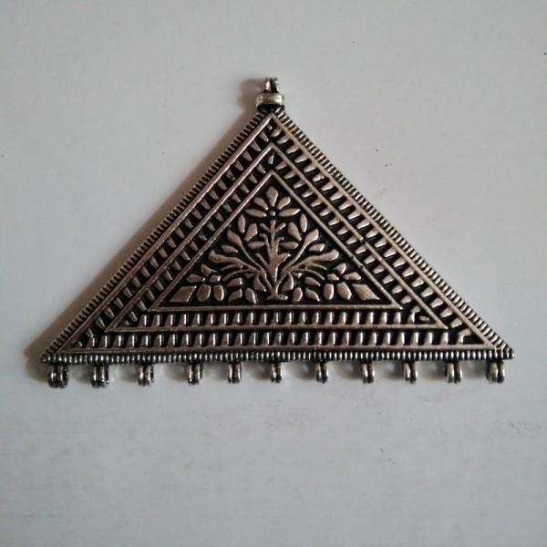 German Silver Triangle Pendant with 11 holes hangings