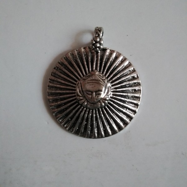 German Silver Round Pendant with Durga face
