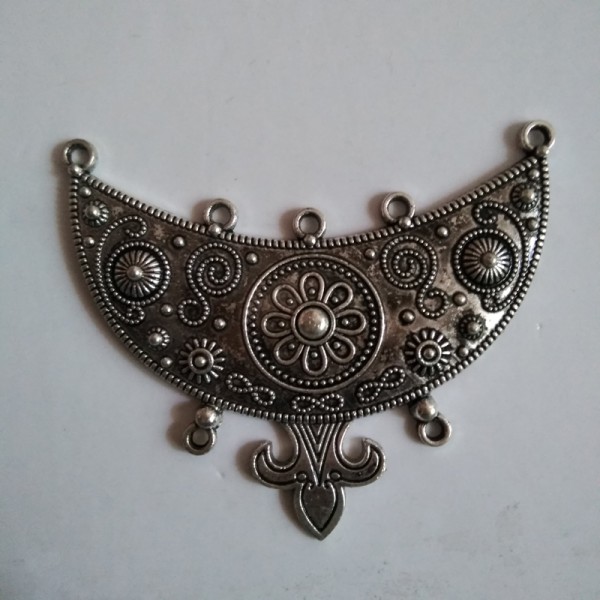 German Silver Moon Shape Pendant with 2 holes hangings