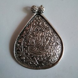 German Silver Drop Shape Ganesh Pendant