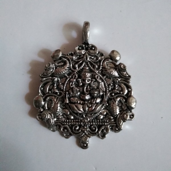 German Silver Ganesh Pendant with 5 holes hangings