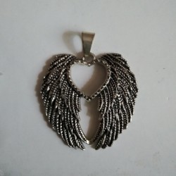 German Silver Feather Pendant with center heart