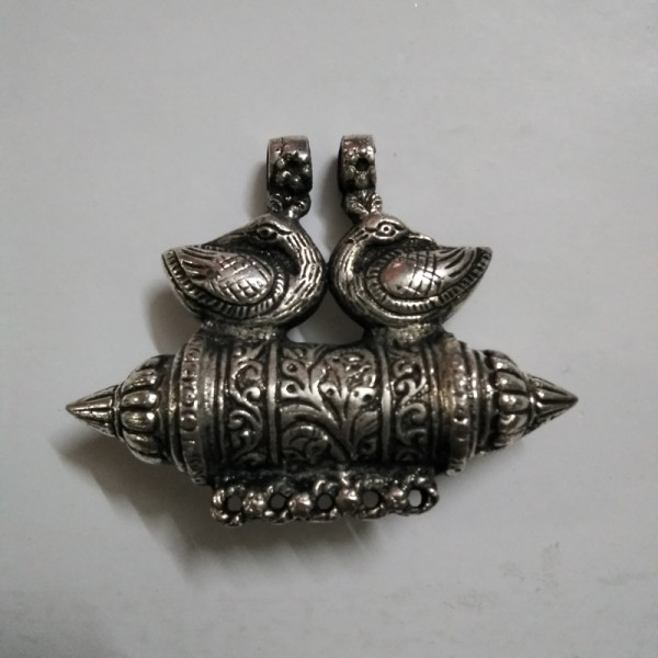 German Silver Dual Peacock Pendant