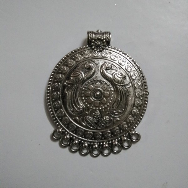 German Silver Round Peacock Pendant